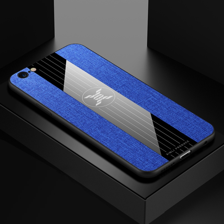 

For iPhone 6 Plus & 6s Plus XINLI Stitching Cloth Texture Shockproof TPU Protective Case(Blue)