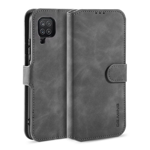 

For samsung Galaxy A12 DG.MING Retro Oil Side Horizontal Flip Leather Case with Holder & Card Slots & Wallet(Grey)