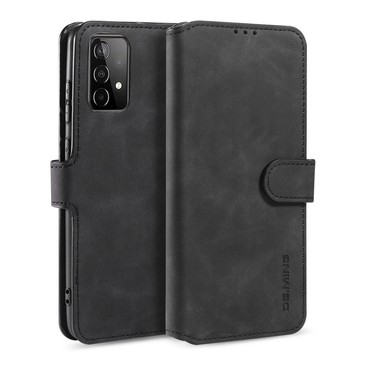 

For samsung Galaxy A52 5G / 4G DG.MING Retro Oil Side Horizontal Flip Leather Case with Holder & Card Slots & Wallet(Black)