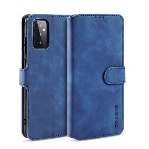 

For samsung Galaxy A72 5G / 4G DG.MING Retro Oil Side Horizontal Flip Leather Case with Holder & Card Slots & Wallet(Blue)