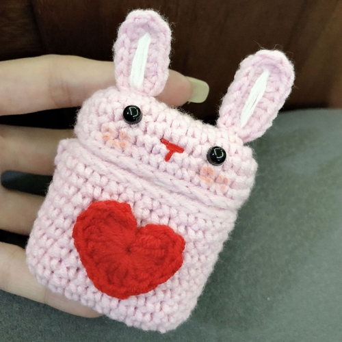 

Knitted Cute Cartoon Plush Doll Protective Case for Apple AirPods 1/2, Pattern:Love Rabbit