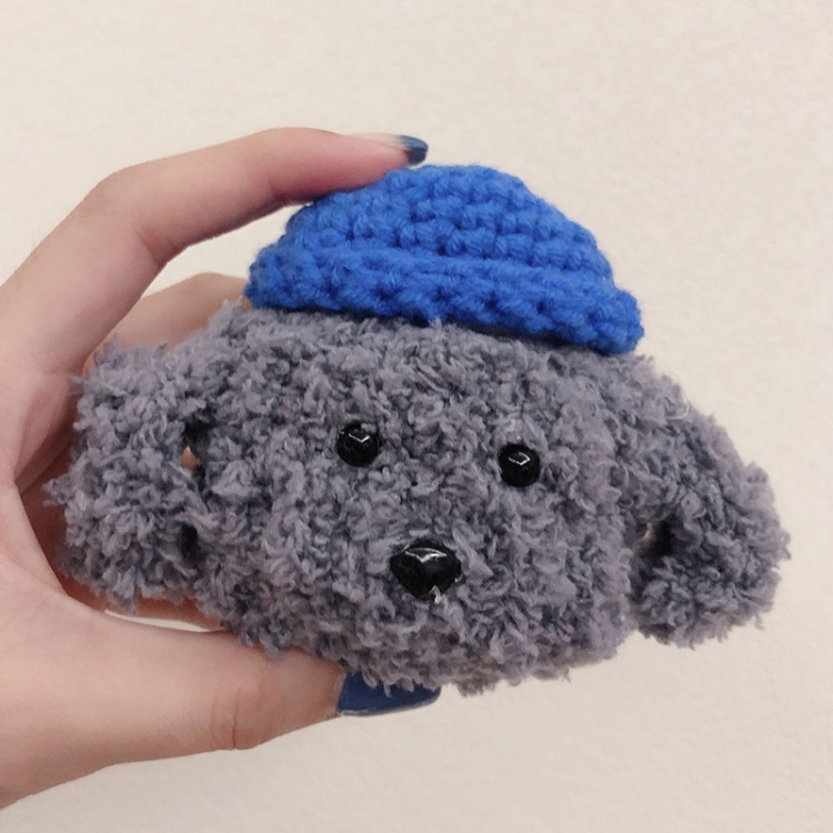 

Knitted Cute Cartoon Plush Doll Protective Case for Apple AirPods 1/2, Pattern:Grey Teddy