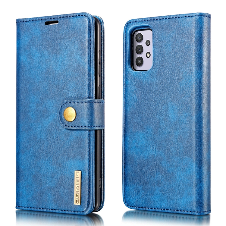 

For Samsung Galaxy A32 5G DG.MING Crazy Horse Texture Flip Detachable Magnetic Leather Case with Holder & Card Slots & Wallet(Blue)