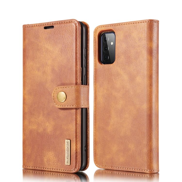 

For Samsung Galaxy A72 5G / 4G DG.MING Crazy Horse Texture Flip Detachable Magnetic Leather Case with Holder & Card Slots & Wallet(Brown)