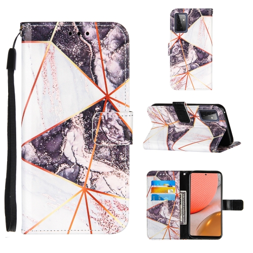 

For Samsung Galaxy A72 5G Marble Stitching Horizontal Flip PU Leather Case with Holder & Card Slots & Wallet & Lanyard(Black White)