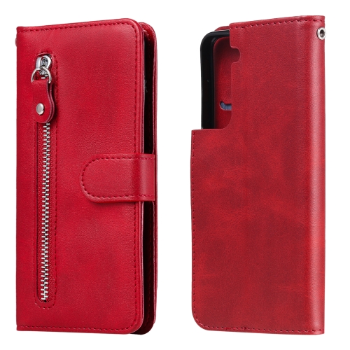 

For Samsung Galaxy S21 Plus 5G Fashion Calf Texture Zipper Horizontal Flip Leather Case with Holder & Card Slots & Wallet(Red)