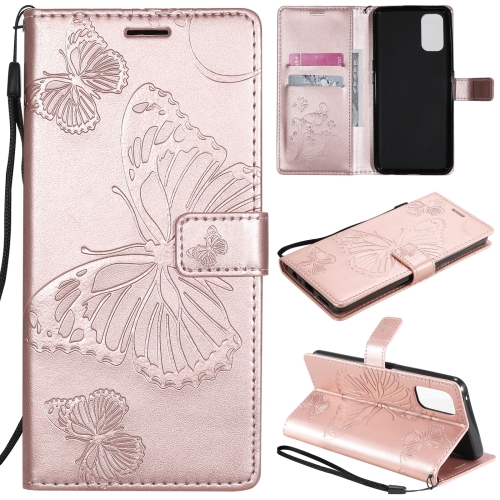 

For OPPO Realme 7 Pro 3D Butterflies Embossing Pattern Horizontal Flip Leather Case with Holder & Card Slot & Wallet(Rose Gold)