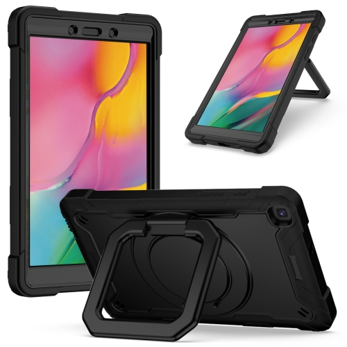 

For Samsung Galaxy Tab A 8.0 (2019) T290 Contrast Color Shockproof Robot Silicone + PC Case with Wristband Holder(Black)