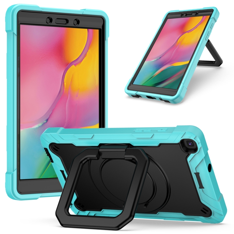 

For Samsung Galaxy Tab A 8.0 (2019) T290 Contrast Color Shockproof Robot Silicone + PC Case with Wristband Holder(Mint Green + Black)
