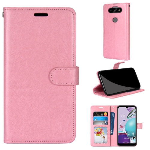 

For LG K31 / Aristo5 / Aristo 5 Plus Pure Color Horizontal Flip PU Leather Case with Holder & Card Slots & Wallet & Photo Frame(Pink)