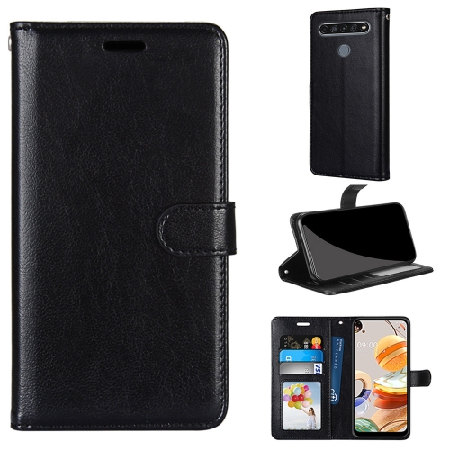 

For LG K61 Pure Color Horizontal Flip PU Leather Case with Holder & Card Slots & Wallet & Photo Frame(Black)