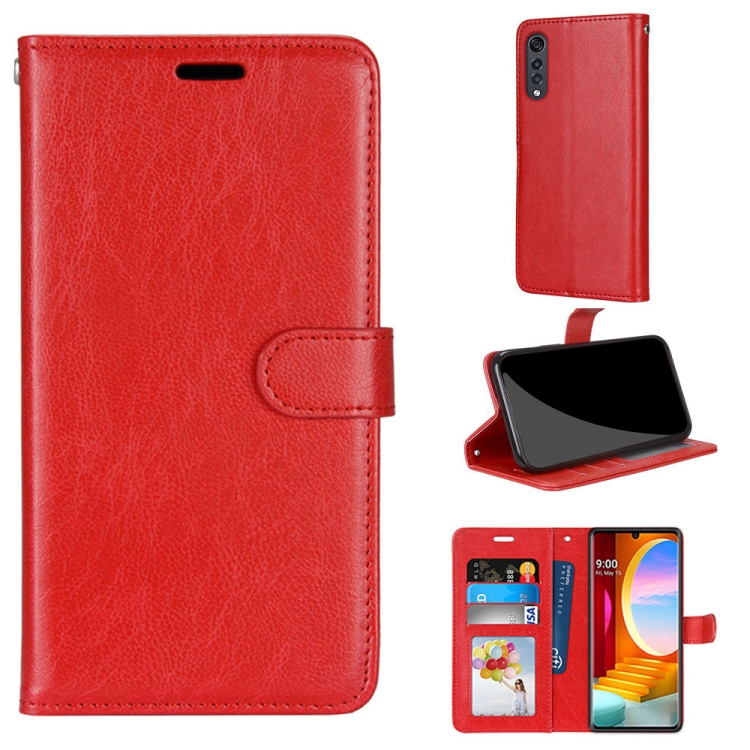 

For LG Velvet Pure Color Horizontal Flip PU Leather Case with Holder & Card Slots & Wallet & Photo Frame(Red)