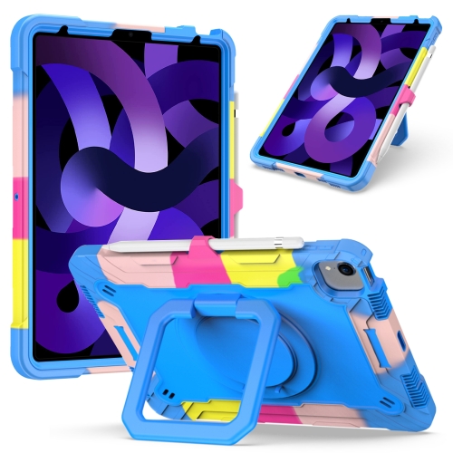 

Contrast Color Shockproof Robot Silicone + PC Case with Wristband Holder For iPad Air (2020) 10.9(Camouflage + Blue)