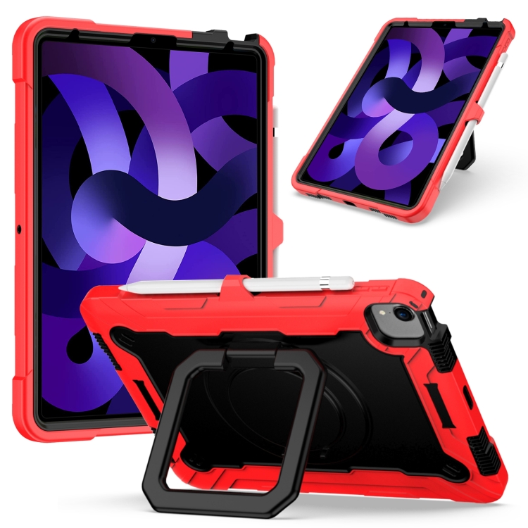 

Contrast Color Shockproof Robot Silicone + PC Case with Wristband Holder For iPad Air (2020) 10.9(Red + Black)