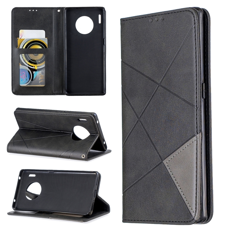 

For Huawei Mate 30 Pro Rhombus Texture Horizontal Flip Magnetic Leather Case with Holder & Card Slots(Black)