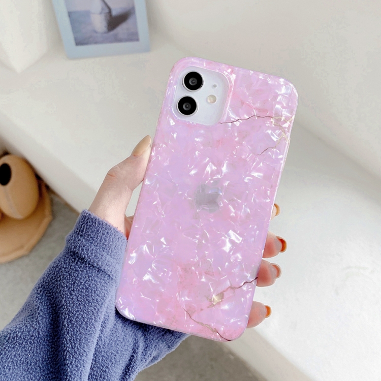 

Shell Texture Marble Half Edging TPU Protective Case For iPhone 11(Pink)