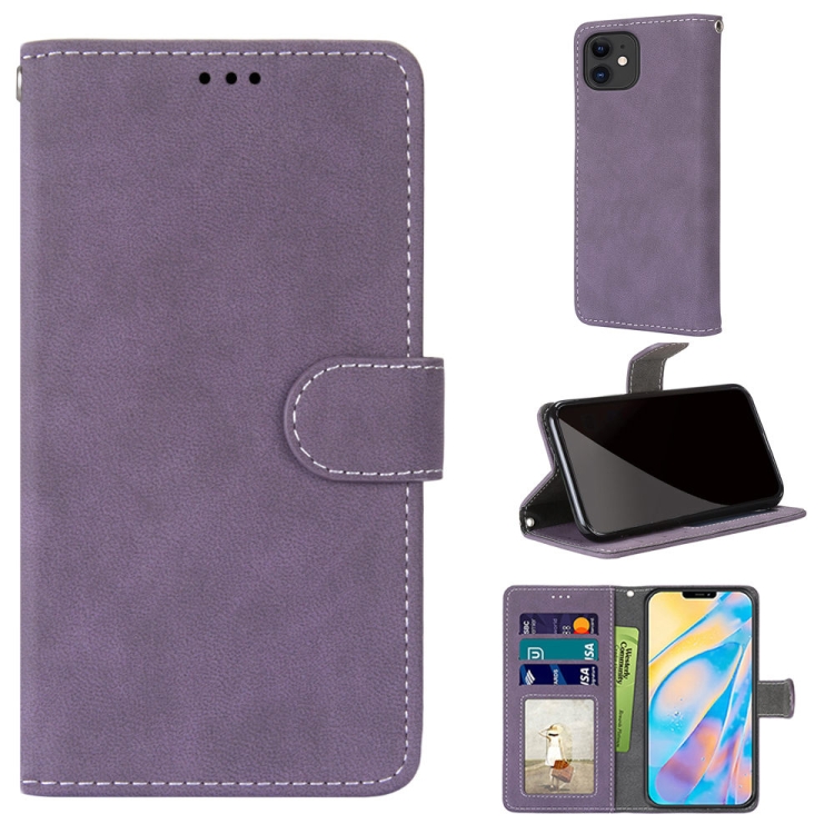 

Retro Frosted Horizontal Flip PU Leather Case with Holder & Card Slots & Wallet & Photo Frame For iPhone 12 / 12 Pro(Purple)