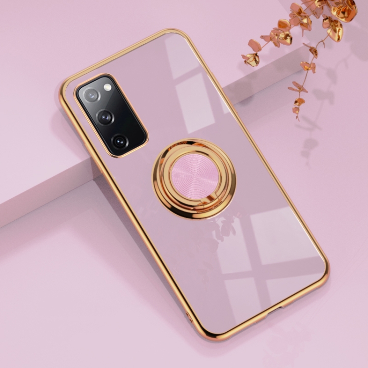 

For Samsung Galaxy S20 FE 6D Electroplating Full Coverage Silicone Protective Case with Magnetic Ring Holder(Light Purple)