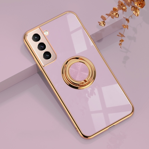 

For Samsung Galaxy S21+ 5G 6D Electroplating Full Coverage Silicone Protective Case with Magnetic Ring Holder(Light Purple)