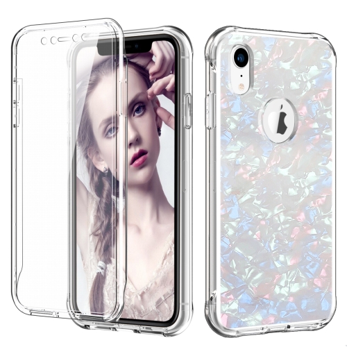 

For iPhone XR Shockproof PC+TPU Back Protective Case + Front PET Screen Protector(Colorful Shell Pattern)