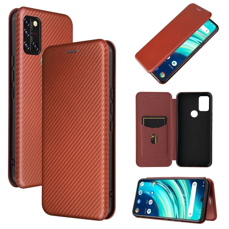 

For UMIDIGI A9 Pro Carbon Fiber Texture Magnetic Horizontal Flip TPU + PC + PU Leather Case with Card Slot(Brown)