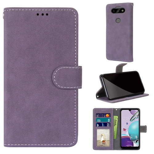 

For LG K31 / Aristo5 / Aristo 5 Plus Retro Frosted Horizontal Flip PU Leather Case with Holder & Card Slots & Wallet & Photo Frame(Purple)