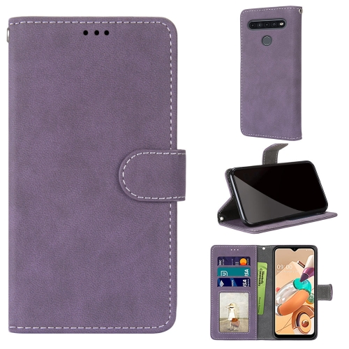 

For LG K41S / K51S Retro Frosted Horizontal Flip PU Leather Case with Holder & Card Slots & Wallet & Photo Frame(Purple)