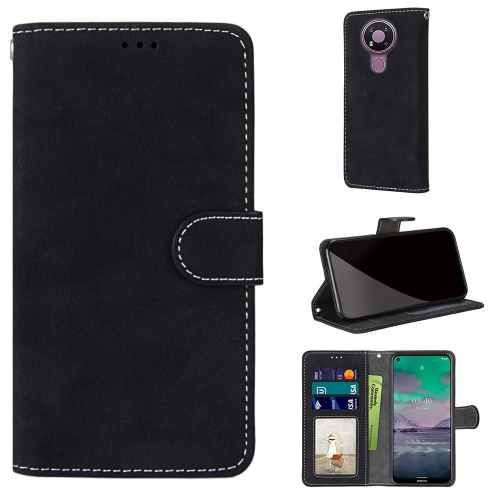 

For Nokia 3.4 Retro Frosted Horizontal Flip PU Leather Case with Holder & Card Slots & Wallet & Photo Frame(Black)