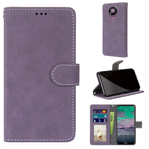 

For Nokia 3.4 Retro Frosted Horizontal Flip PU Leather Case with Holder & Card Slots & Wallet & Photo Frame(Purple)