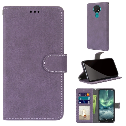 

For Nokia 7.2 Retro Frosted Horizontal Flip PU Leather Case with Holder & Card Slots & Wallet & Photo Frame(Purple)