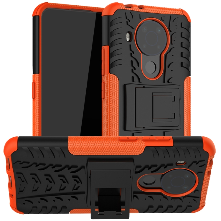 

For Nokia 3.4 Tire Texture Shockproof TPU+PC Protective Case with Holder(Orange)