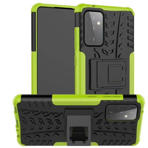 

For Samsung Galaxy A72 5G / 4G Tire Texture Shockproof TPU+PC Protective Case with Holder(Green)