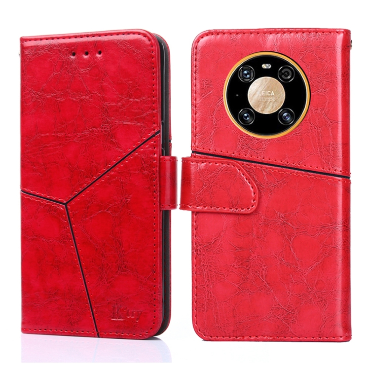 

For Huawei Mate 40 Geometric Stitching Horizontal Flip TPU + PU Leather Case with Holder & Card Slots & Wallet(Red)