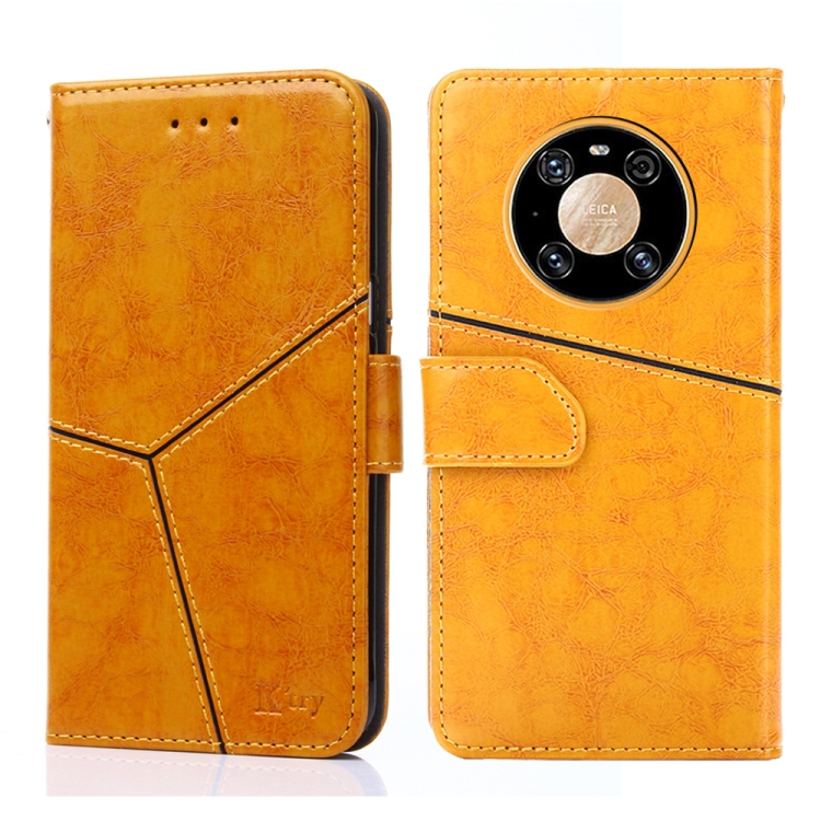 

For Huawei Mate 40 Pro Geometric Stitching Horizontal Flip TPU + PU Leather Case with Holder & Card Slots & Wallet(Yellow)