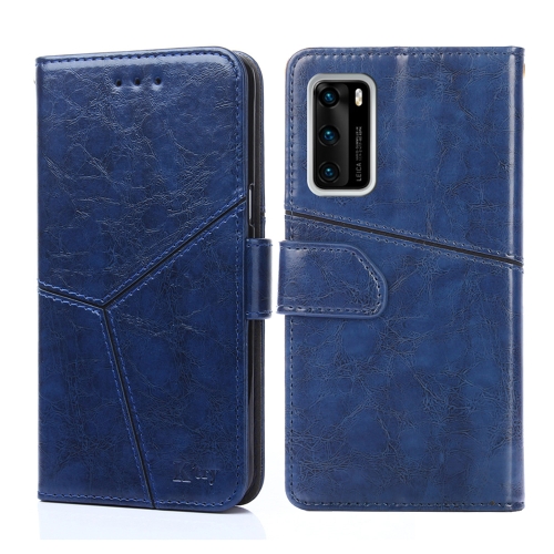 

For Huawei P40 Geometric Stitching Horizontal Flip TPU + PU Leather Case with Holder & Card Slots & Wallet(Blue)