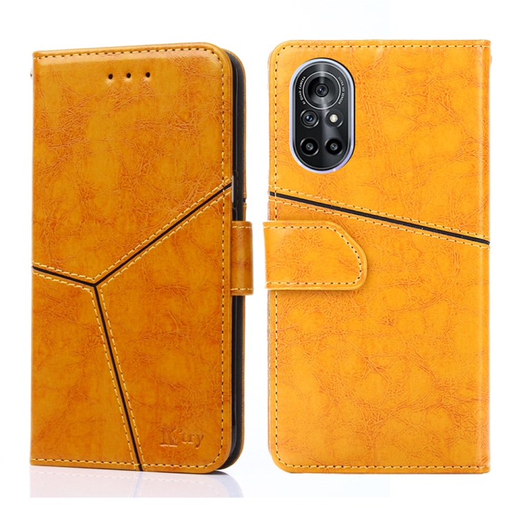

For Huawei nova 8 5G Geometric Stitching Horizontal Flip TPU + PU Leather Case with Holder & Card Slots & Wallet(Yellow)