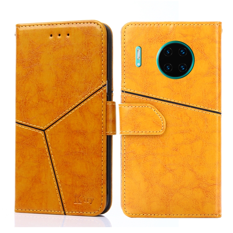 

For Huawei Mate 30 Pro Geometric Stitching Horizontal Flip TPU + PU Leather Case with Holder & Card Slots & Wallet(Yellow)