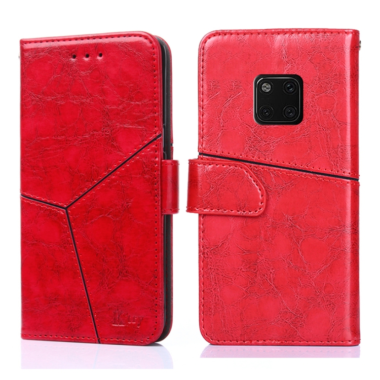 

For Huawei Mate 20 Pro Geometric Stitching Horizontal Flip TPU + PU Leather Case with Holder & Card Slots & Wallet(Red)