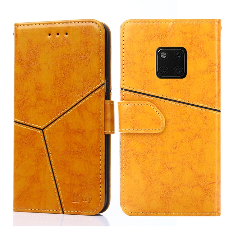 

For Huawei Mate 20 Pro Geometric Stitching Horizontal Flip TPU + PU Leather Case with Holder & Card Slots & Wallet(Yellow)