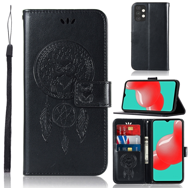 

For Samsung Galaxy A32 5G Wind Chime Owl Embossing Pattern Horizontal Flip Leather Case, with Holder & Card Slots & Wallet(Black)