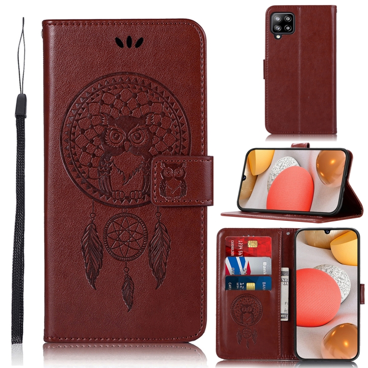 

For Samsung Galaxy A42 5G Wind Chime Owl Embossing Pattern Horizontal Flip Leather Case, with Holder & Card Slots & Wallet(Brown)