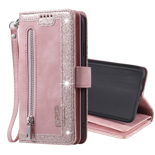 

For Samsung Galaxy S21+ 5G Nine Card Zipper Bag Horizontal Flip Leather Case With Holder & Card Slots & Photo Frame & Wallet(Pink)