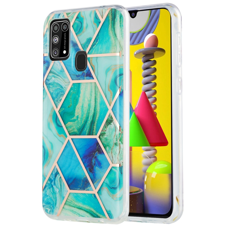

For Samsung Galaxy M31 3D Electroplating Marble Pattern TPU Protective Case(Green)