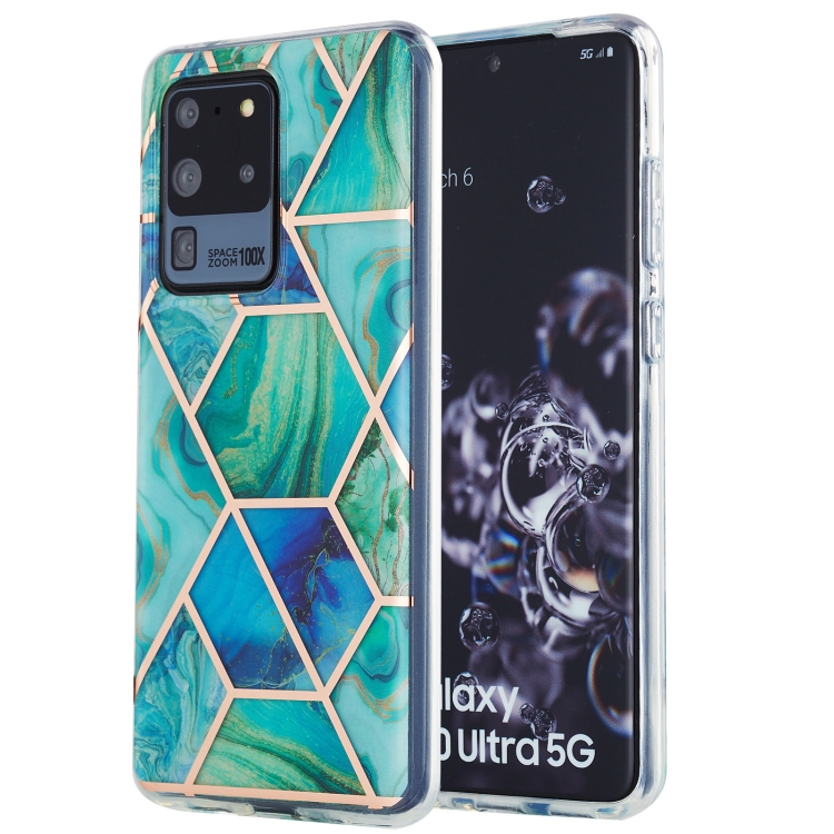 

For Samsung Galaxy S20 Ultra 3D Electroplating Marble Pattern TPU Protective Case(Green)