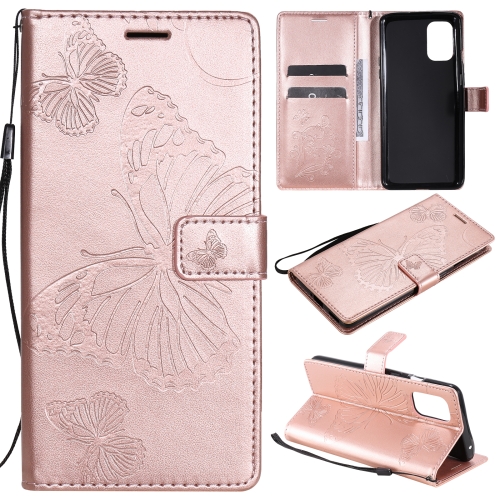 

For OnePlus 8T 3D Butterflies Embossing Pattern Horizontal Flip Leather Case with Holder & Card Slot & Wallet(Rose Gold)