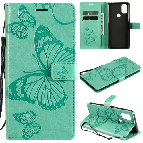 

For OnePlus Nord N10 5G 3D Butterflies Embossing Pattern Horizontal Flip Leather Case with Holder & Card Slot & Wallet(Green)