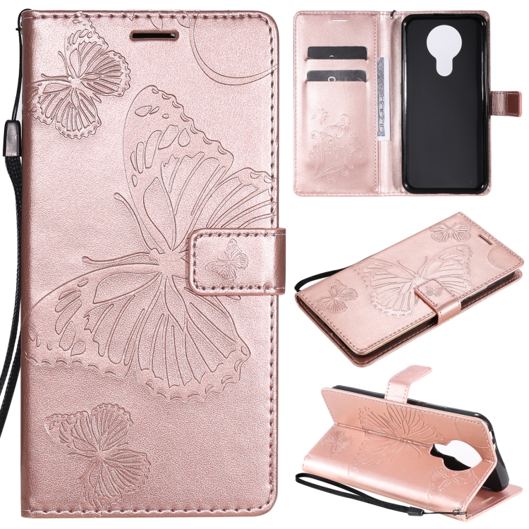 

For Nokia 3.4 3D Butterflies Embossing Pattern Horizontal Flip Leather Case with Holder & Card Slot & Wallet(Rose Gold)