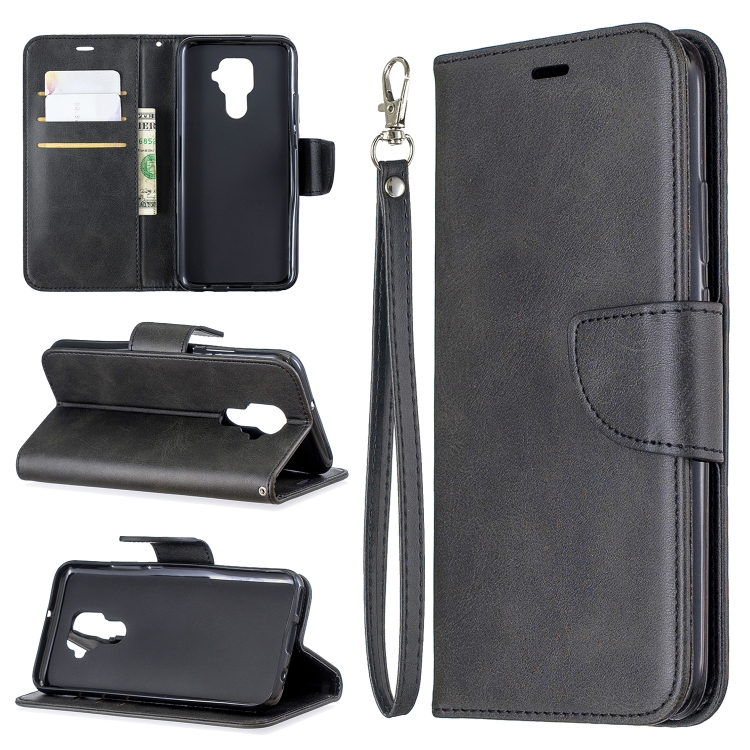 

For Huawei Mate 30 Lite Retro Lambskin Texture Pure Color Horizontal Flip PU Leather Case with Holder & Card Slots & Wallet & Lanyard(Black)
