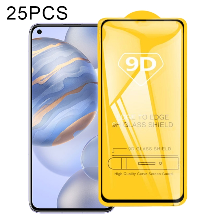 

For Huawei Honor 30 25 PCS 9D Full Glue Full Screen Tempered Glass Film