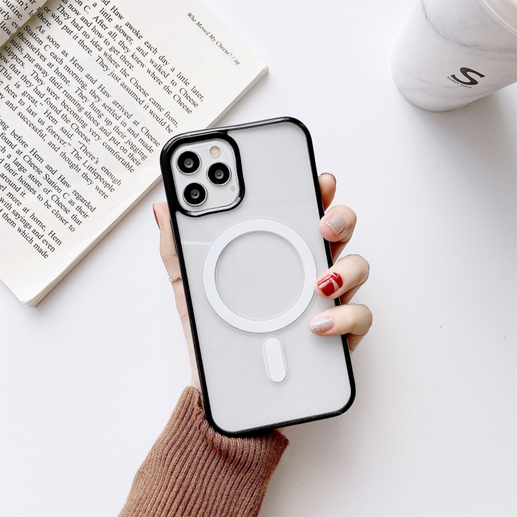 

Clear PC + TPU Full Coverage Shockproof Magnetic Magsafe Case For iPhone 12 Pro Max(Black)